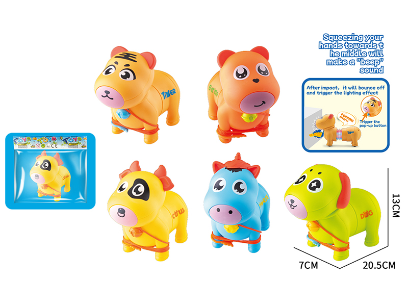 Crash One Key Deformation Animal With Leash(Horse, Tiger, Dog, Cow, Bear)1PCS