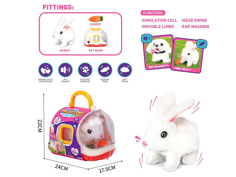 Electric Plush Rabbit Pet Cage Set