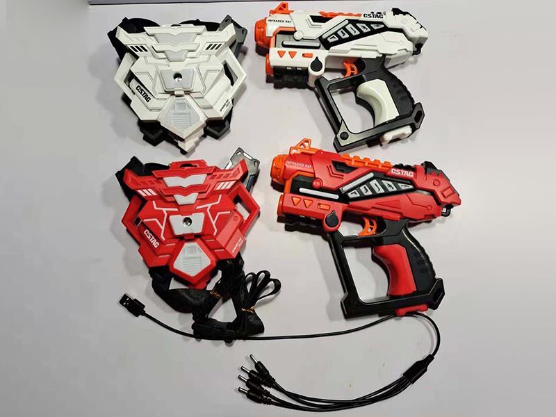 IR Laser Guns 2pcs + Spray Backpacks 2pcs + USB Charging Cable 1PCS