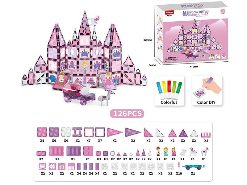 126PCS Princess Series Magnetic Building Blocks Non Baking Adhesive Coating