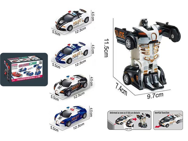 Friction Crash One Key Deformation Bugatti Police Car 1PCS