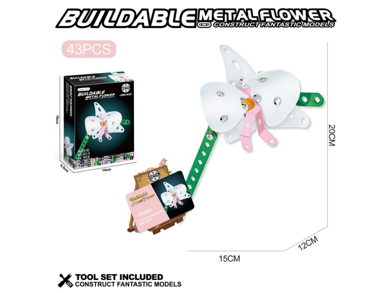 Metal Building Blocks - 43 Pieces Of Orchid