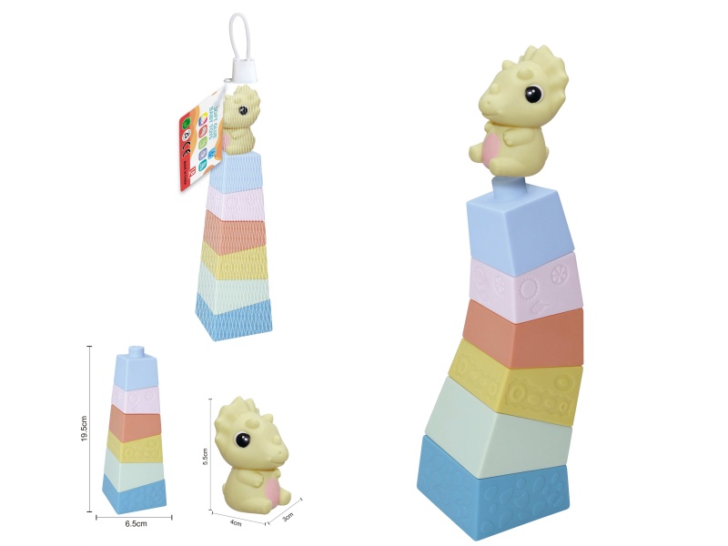 Soft Plastic Stacked Tower Finger Doll Set(Dinosaur) 7pcs