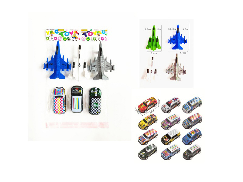 3 Huili Tin Trucks (12 Models Mixed) +3 Huili Aircraft (4 Models Mixed)