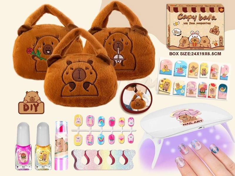 Capybara Plush Bag With Nail Art Set