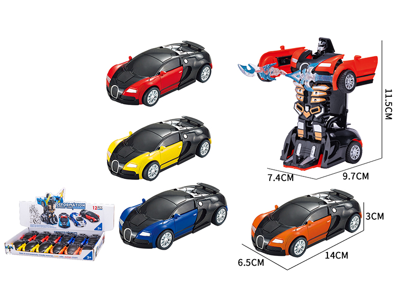 Friction Crash One Key Deformation Bugatti Racing Cars 12pcs