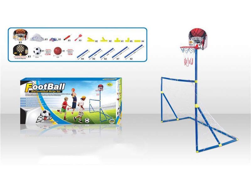 3-In-1 Football Goal + Basketball Backboard Target +12 CM Football