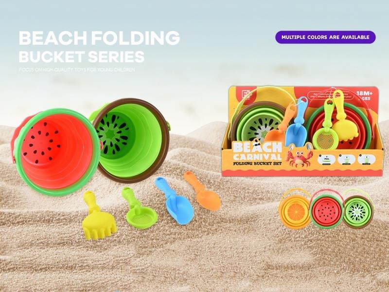 6Pcs Mini Folding Fruit Bucket 3Asst