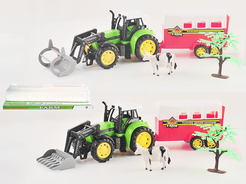 Friction Farm Tractor With Animal Transport Box