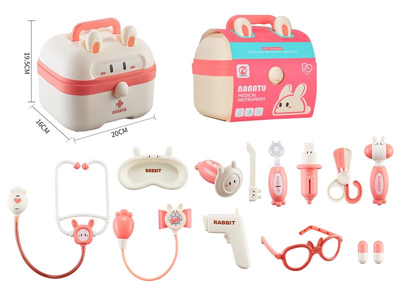 Rabbit Storage Box Medical Instrument Toys 14pcs