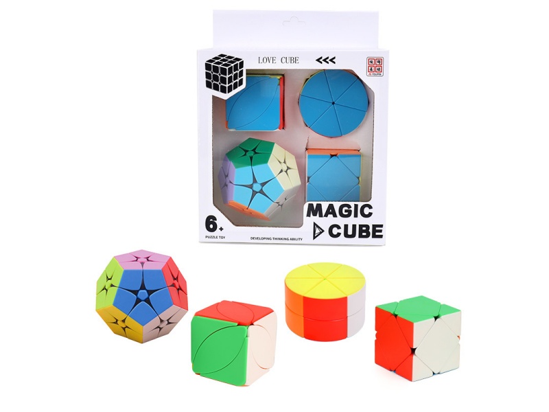 Solid-Colored Maple Leaf + Second-Order Solid-Colored Cylinder + Second-Order Five-Rubik'S Cube + Solid-Colored Oblique Rotation