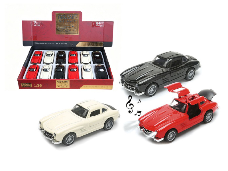 1:36 Huili Alloy Car Model - Classic Car 300 With Lights And Music (3-Color Mixed Set)