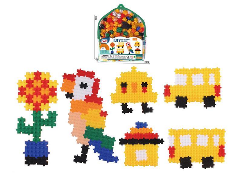 343PCS Green Schoolbag Zipper Bag Carpet Building Block