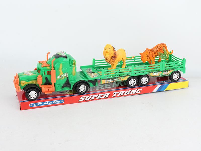 Friction Trailer Truck With Lion,Tiger