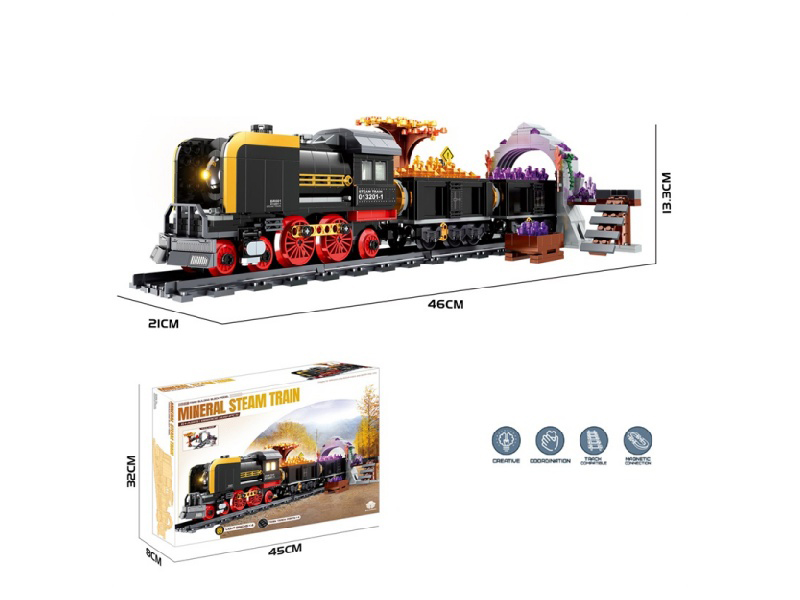 Diy Assembly Building Block Br001 Type Track Train (With Light And Electricity, 4 Lr41 Buttons)