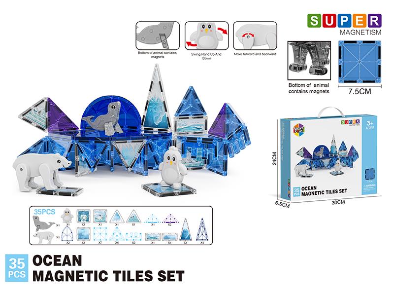 Ocean Series Magnetic Tiles Building Blocks 35pcs