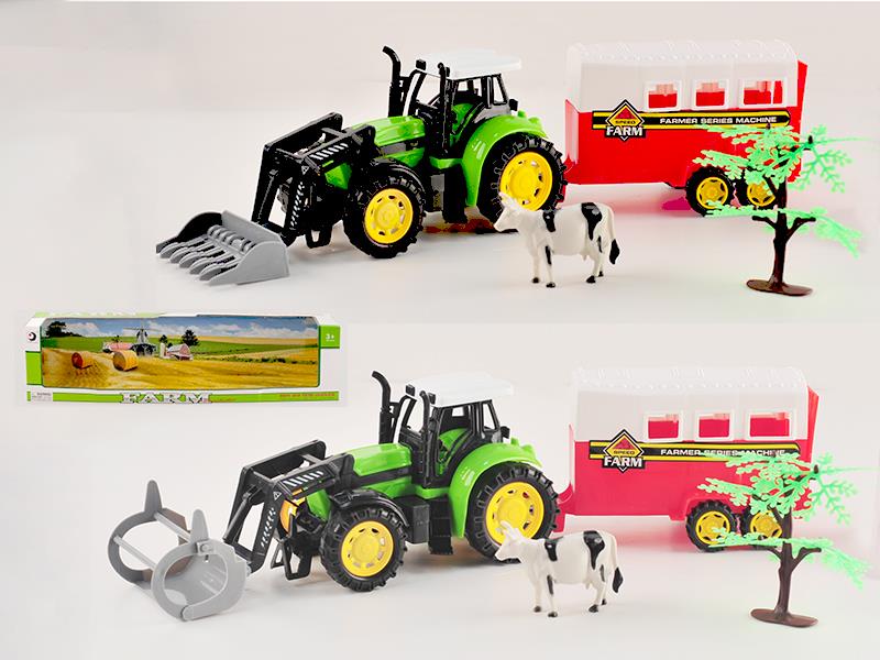 Friction Farm Tractor With Animal Transport Box