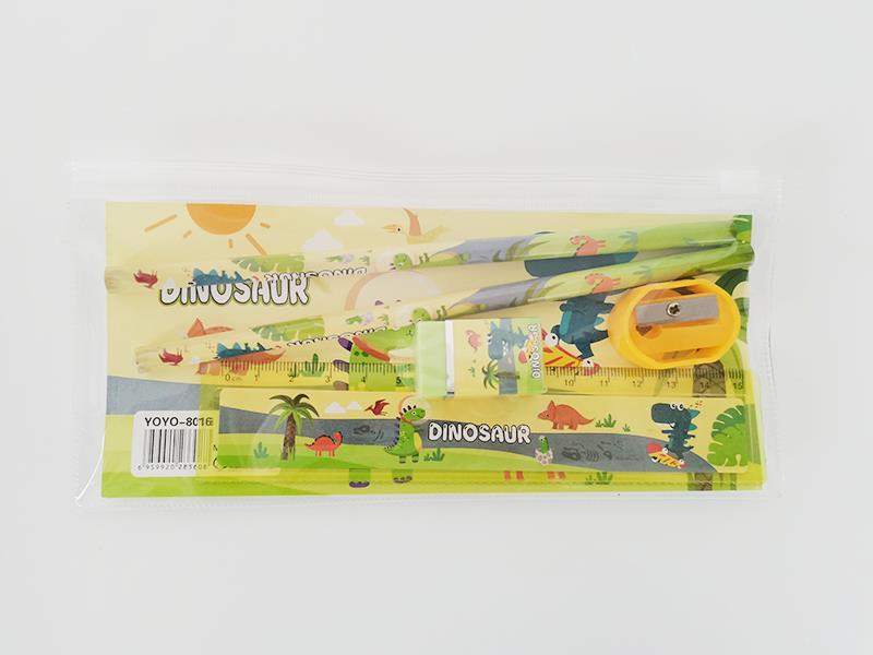 Zipper Pen Bag Stationery Bag (2 Pencils +1 Pencil Sharpener +1 Eraser +1 Ruler)