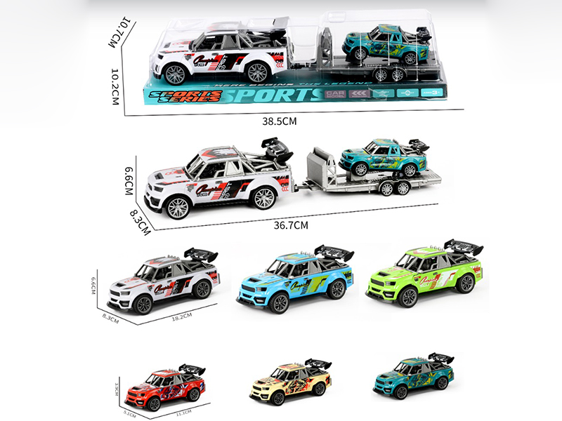 Friction Racing Car + Pull Back Graffiti Sports Car