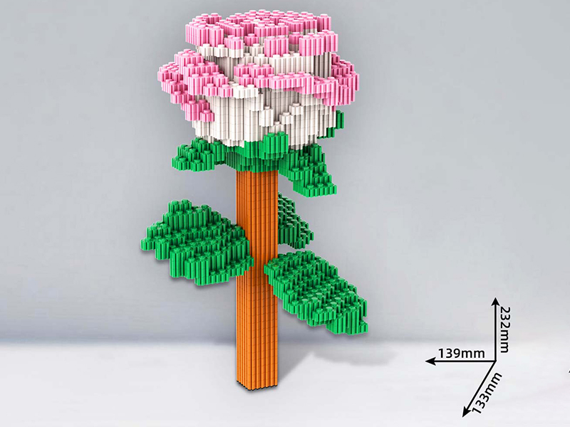 Pink And White Rose Building Blocks 1833+pcs