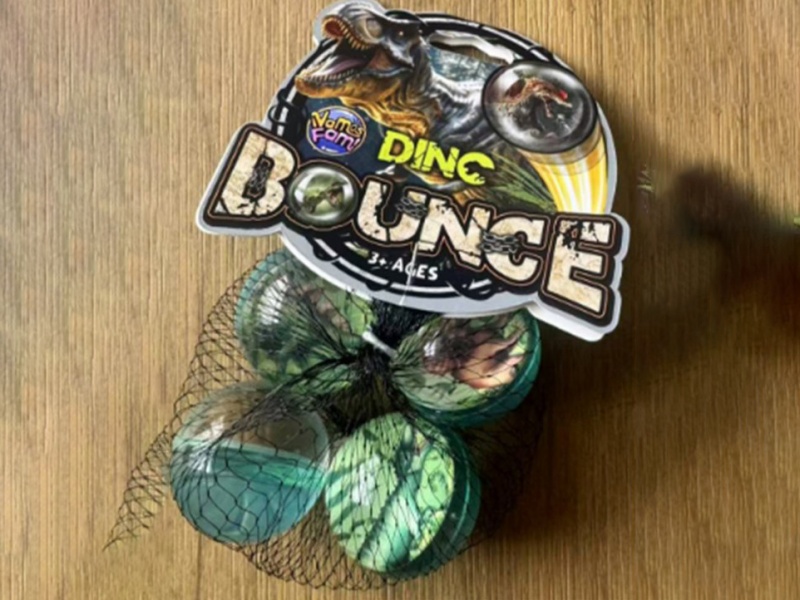Bounce Ball 45Mm Dinosaur Card Net Bag, 4 Pieces, Transparent Dinosaur Complexion