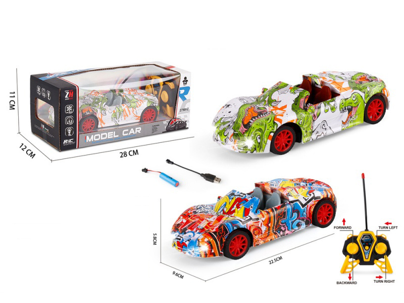 1:18 4CH Convertible Porsche Graffiti: Remote Control Car With Headlights
