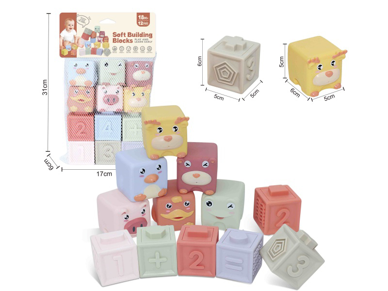Animal & Numbers Soft Building Blocks 12PCS