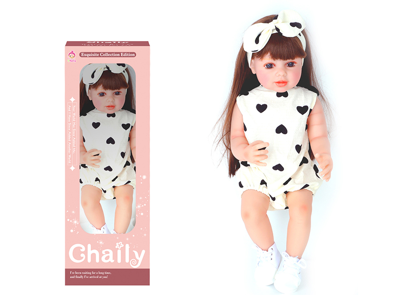 55CM Soft Glue Reborn Baby Doll(Machine Hair Transplant)With Diaper, Birth Card