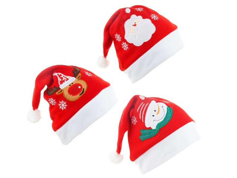 Flannelette Embroider Cartoon Santa Hat