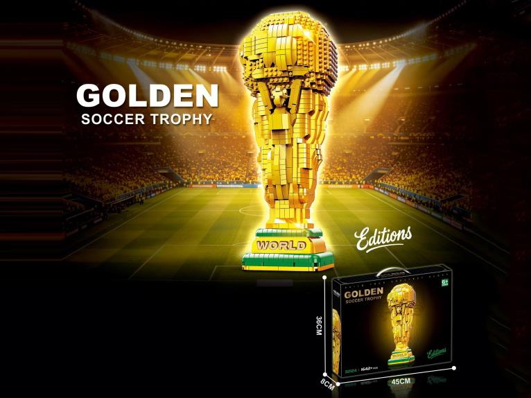 1642+Pcs New Micro-Diamond Particle World Cup Trophy Building Block Set