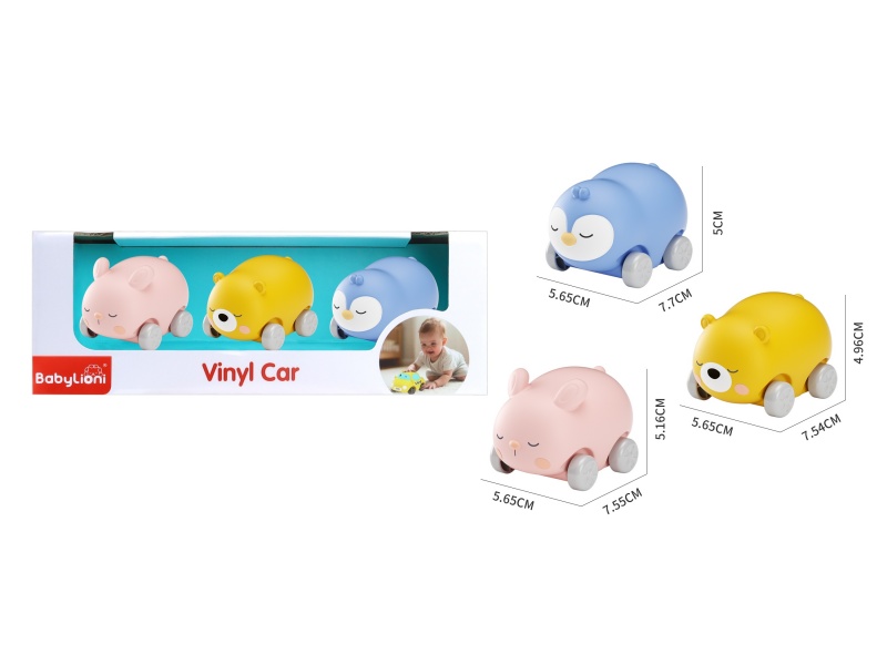 Silde Vinyl Animal Car 3pcs