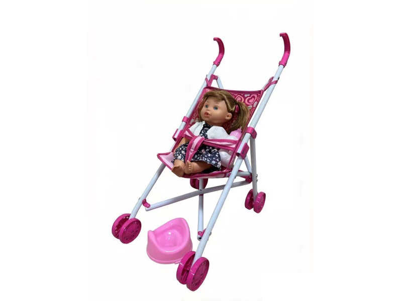 An Iron Baby Carriage With A 14-Inch Urinating Doll
