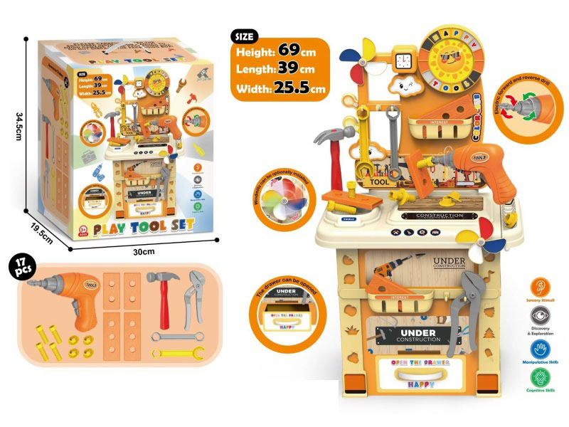 69 Cm Tool Table Orange 42 Pieces
