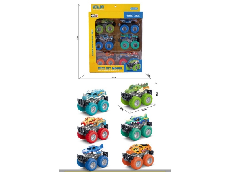 Alloy Recoil Animal Car (6Pcs)