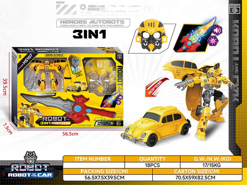 Bumblebee Transforming Car Robot + Flash Sword + Mask