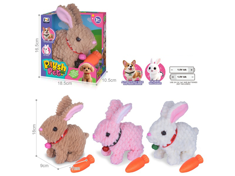 B/O Simulated Plush Pet Rabbit With Bell