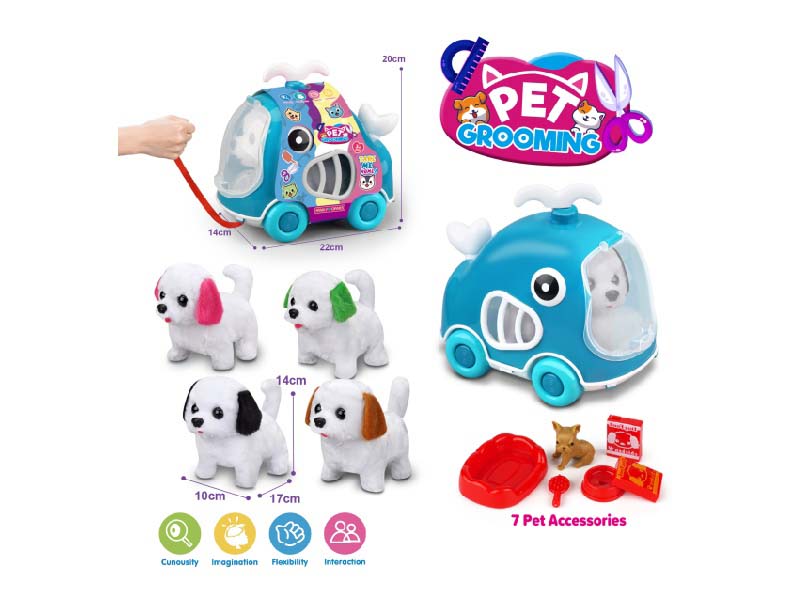Whale Leash Car + B/O Plush Bichon Frise + Accessories
