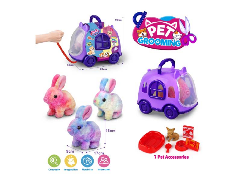 Purple Rope Cart + B/O Plush Colorful Rabbit + Accessories