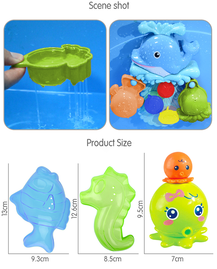 Product Dimensions for Dolphin Tumtable Octopus Bath Toys