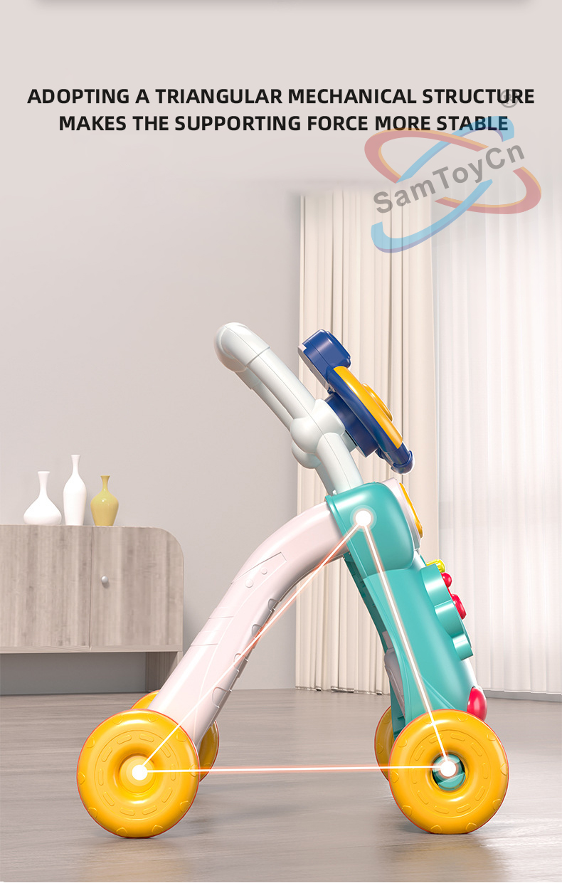 The Learning Walker employs a triangular mechanical structure for enhanced stability