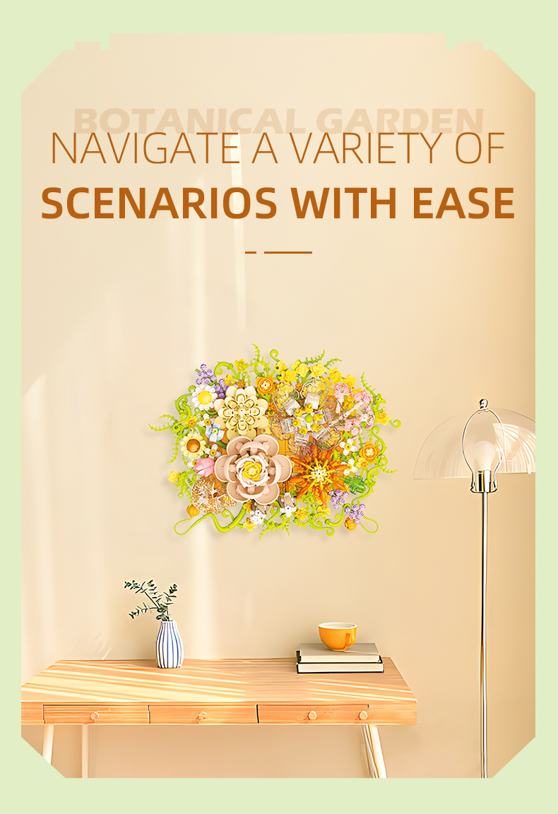 Botanical Garden Dream Chaser Elf Building Blocks Displayed against a warm-toned accent wall