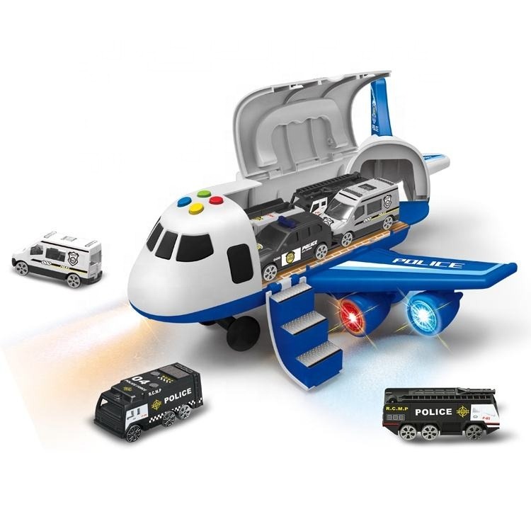 Friction Transformation Police Storage Airplane With Light And Music