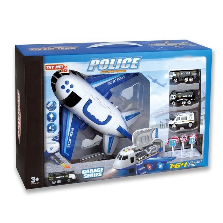 Friction Transformation Police Storage Airplane With Light And Music Outer Packaging