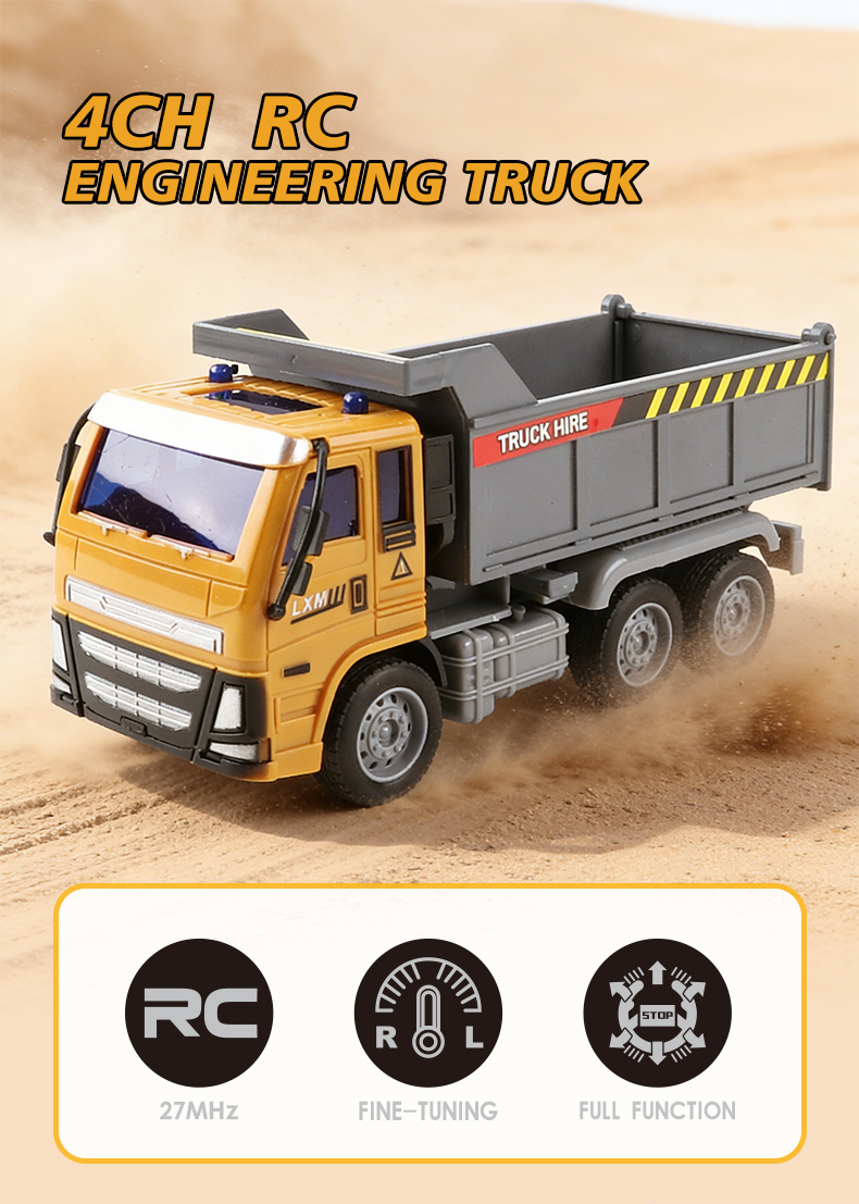 4-Channel Remote Control Engineering Truck Driving on Sand