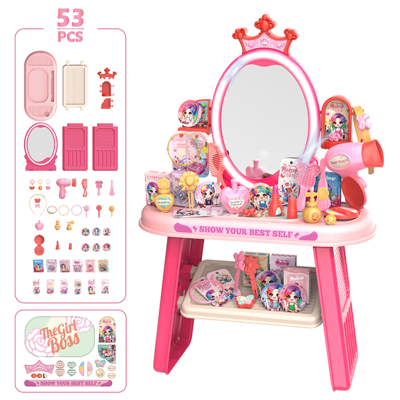 Pink Crown Dressing Table Display with 53 Accessories and Stickers
