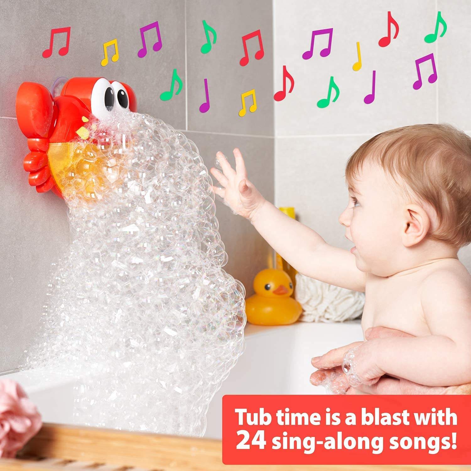 The electric bubble crab toy can blow bubbles and sing 24 songs