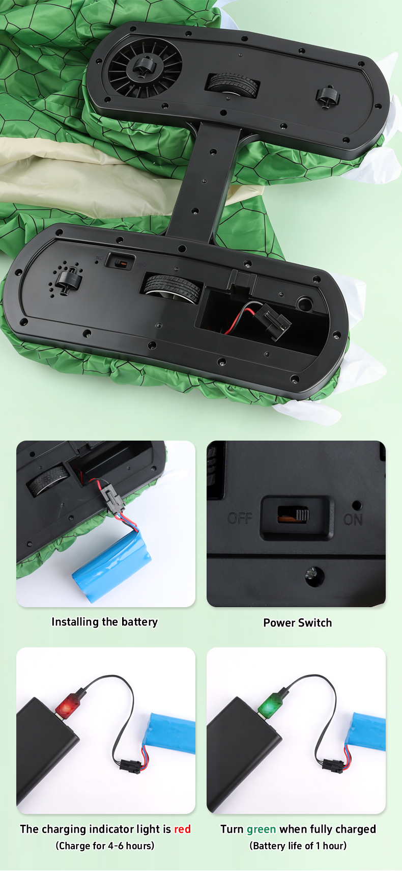 Charging Method and Diagram for the Base of the Remote Control Inflatable Dinosaur