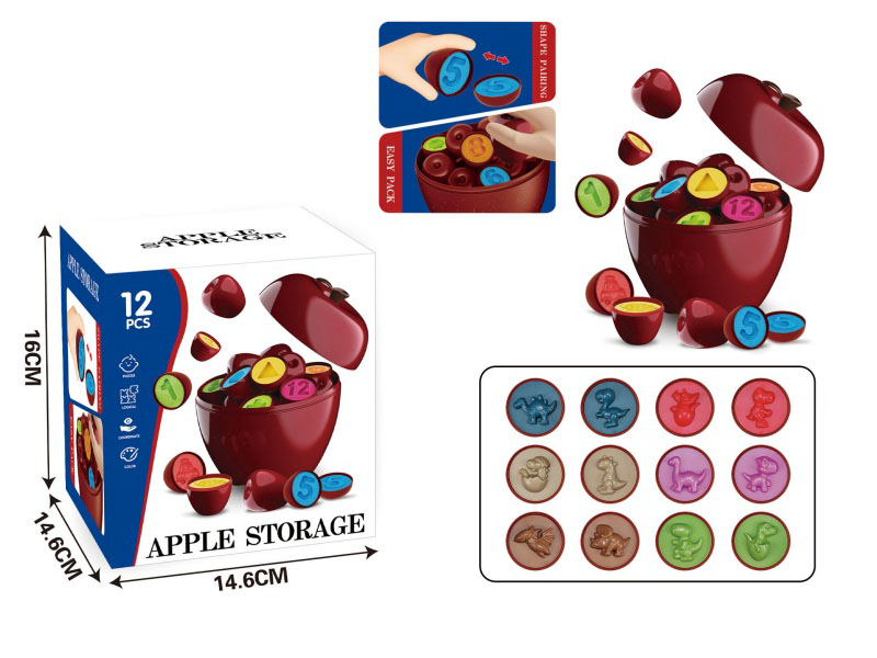 Cartoon Puzzle And Enlightenment Dinosaur Patterns Paired With Apple Toys
