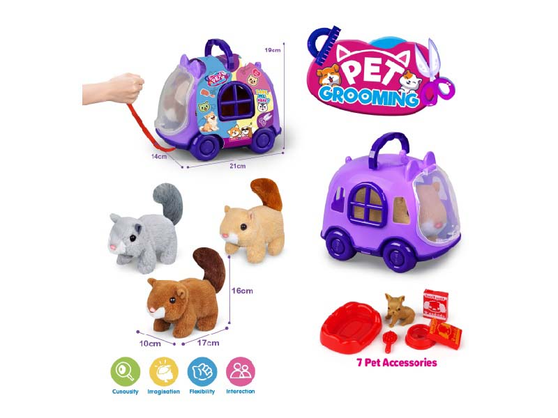 Purple Rope Cart + B/O Plush Squirrel + Accessories
