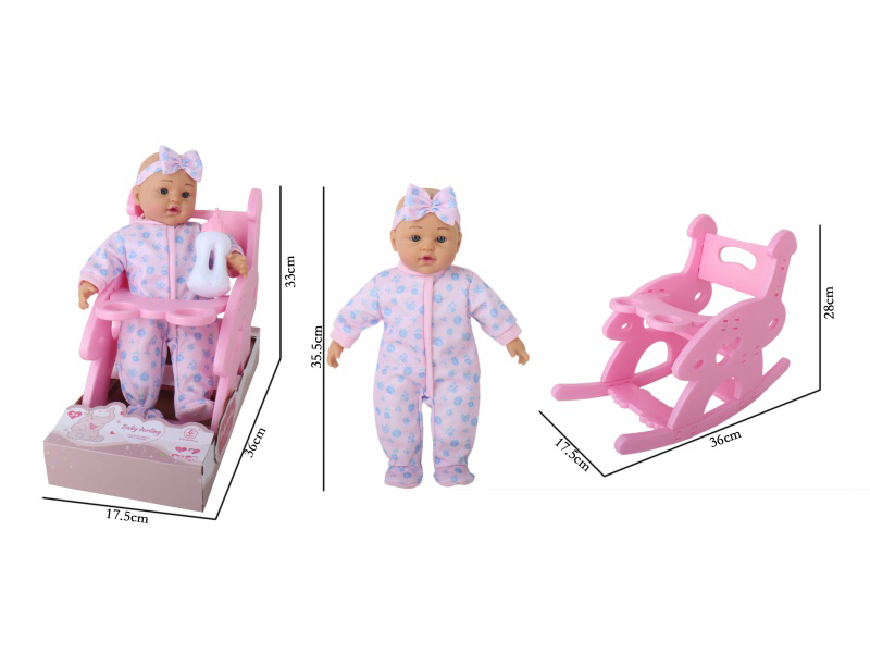 14-Inch Non-Ic Rubber Hands And Feet Filled With Cotton Doll Rocking Chair